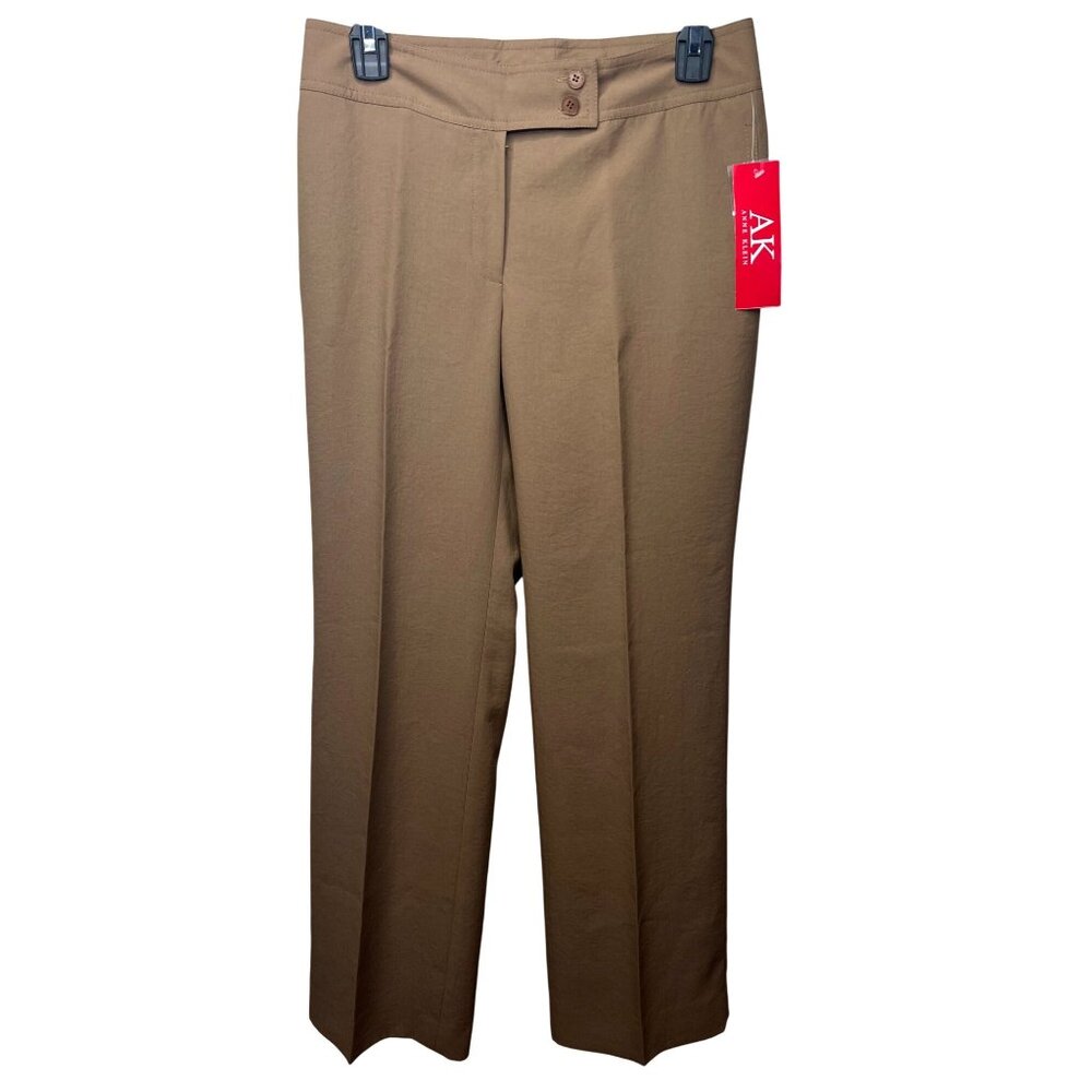 Anne Klein Womens Nutmeg Crinklette Straight Leg Pants Size 2P - Picture 13 of 15